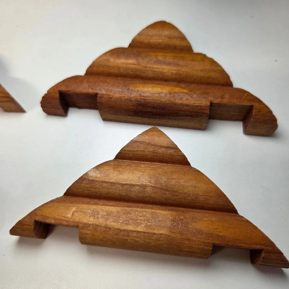 Lincoln Logs Wood Roof Support Gables Replacement Parts Set of 4 Brown